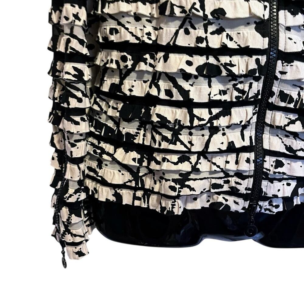 Joseph Ribkoff Jacket 14 Abstract Paint Print Ruffle Textured Zip Art to Wear - Picture 6 of 15